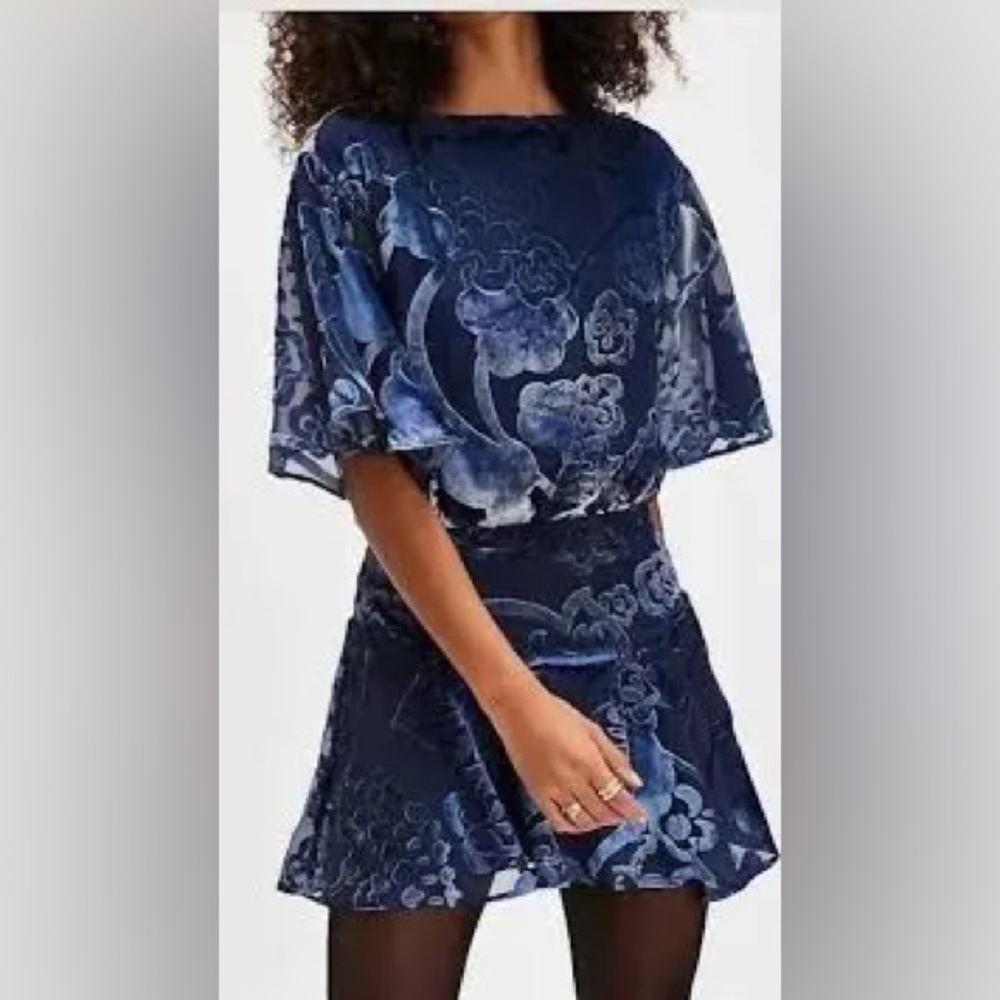 Free People Manuka Burnout Velvet Mini Dress NWT X Small MSRP $198 - Picture 5 of 11